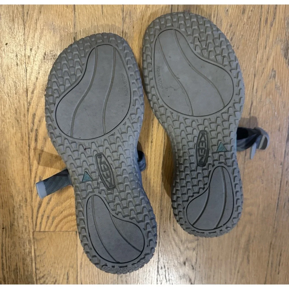KEEN Thong Sandals Green/Gray Synthetic Slip-On Logo US 10 EU 40.5